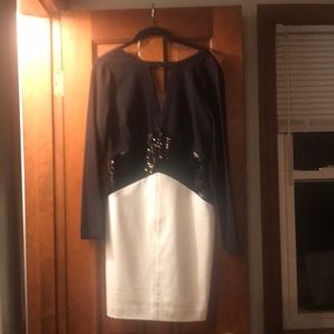 Black and white sequin dress.